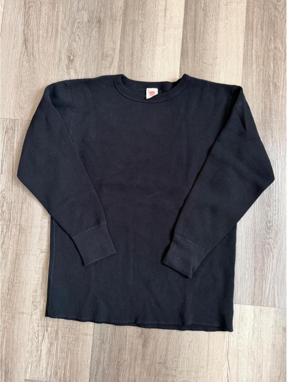 Non Stock Black waffle knit thermal long sleeve shirt in XL #thermal #waffle